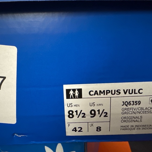 Adidas Campus Vulc Sneakers – Men’s 8.5 / Women’s 9.5 – Grey/Black – New in Box - Picture 5 of 5